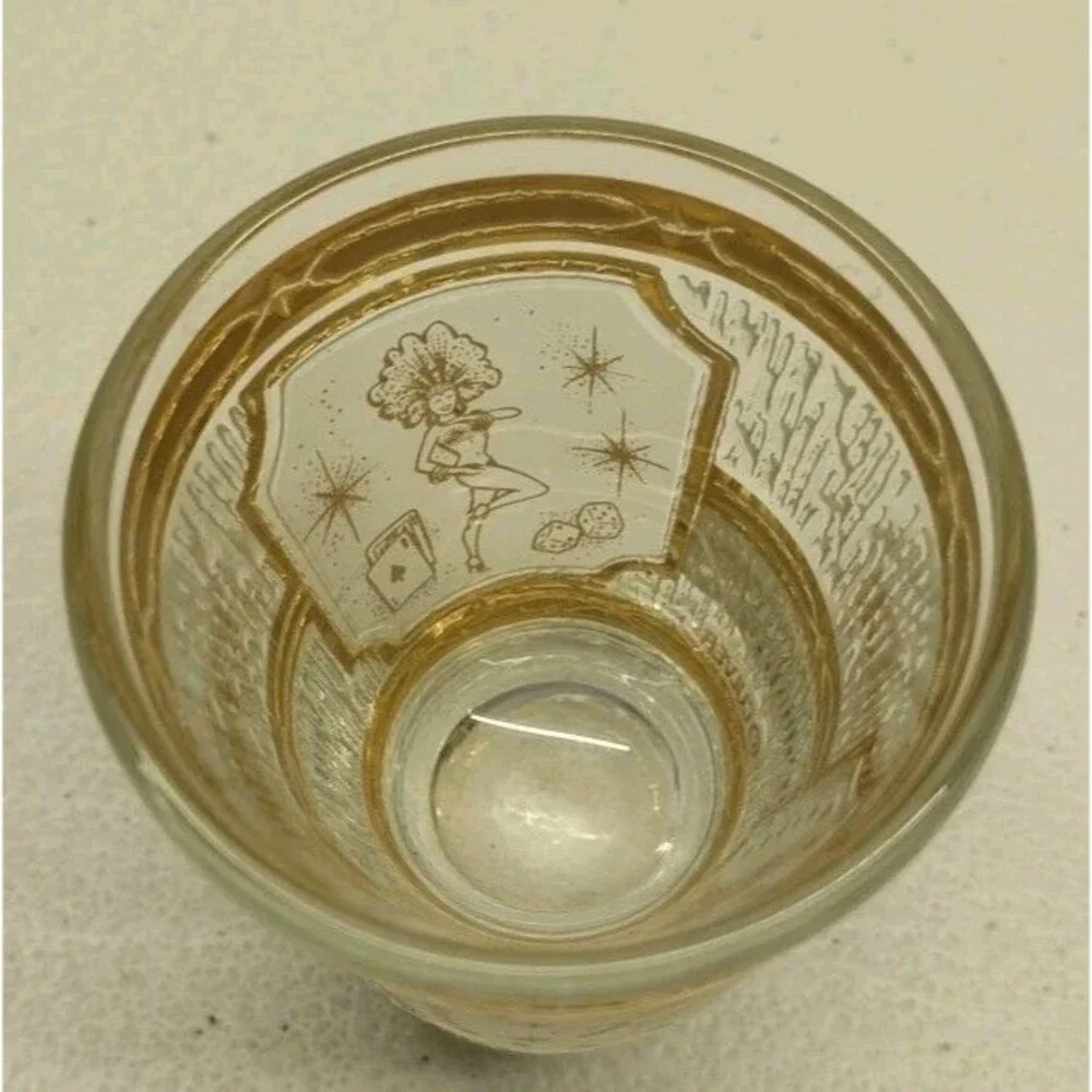 Vintage Culver Las Vegas Shot Glass 22k Gold Foil USA Textured Barware
